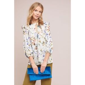 Anthropologie DOLAN Araminta Ruffled Top Floral Romantic Cottagecore Small